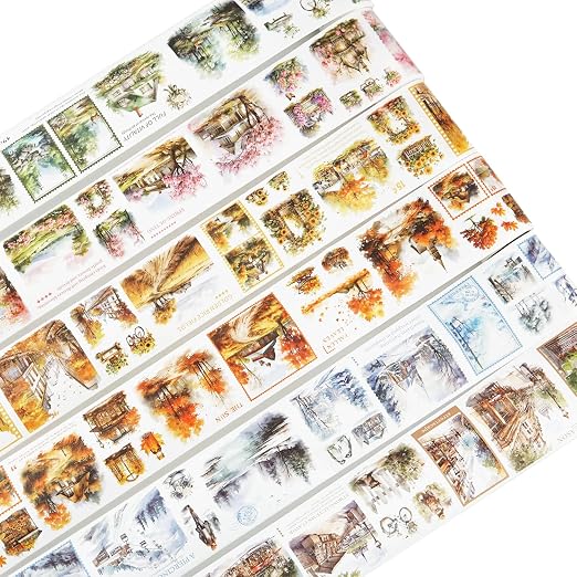 6 Rolls Seasonal Landscape Washi Tape Set, Nature-Inspired Stickers by MiyouLuna