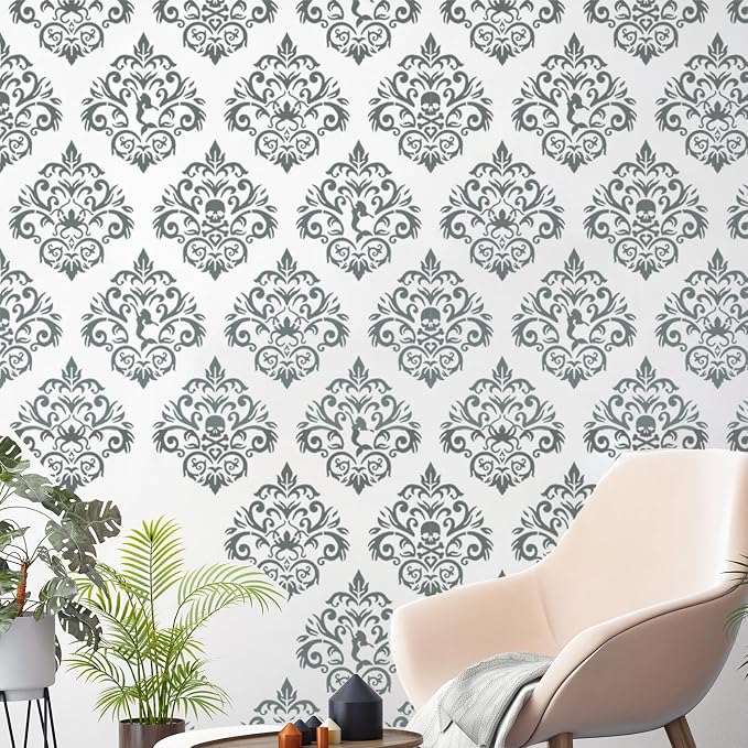 Damask Stencils for Walls 12inch Damask Stencil Large Texture Stencils Mixed - Image 5