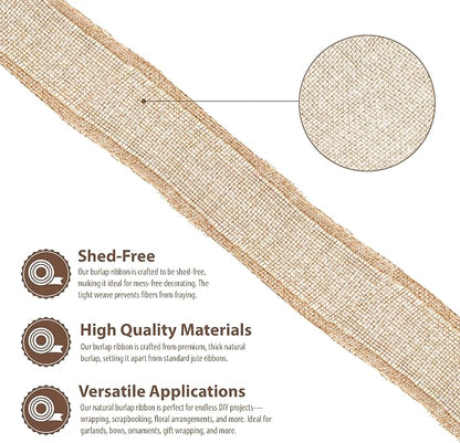 Mandala Crafts Natural Burlap Ribbon 1.5 Inches Wide Jute Ribbons - Image 3