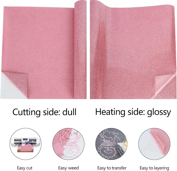 guangyintong Glitter Pink Heat Transfer Vinyl HTV Rolls - Image 5