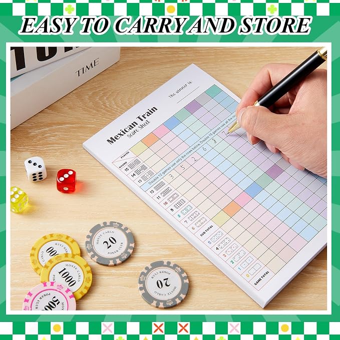 2 Pack 120 Sheets Mexican Train Score Pads Colorful Chicken Foot Dominoes Game - Image 5