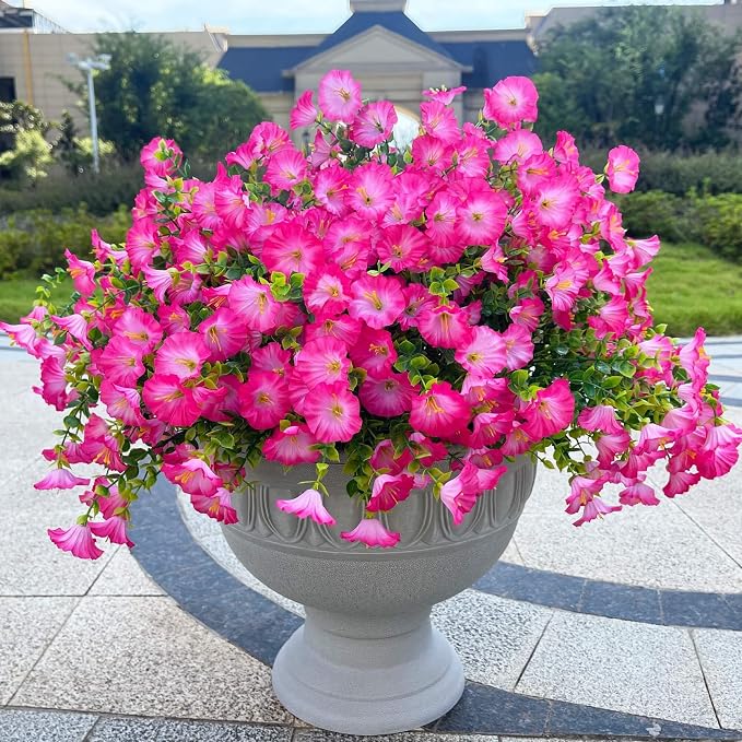 Artificial Flowers Fake Plants for Outdoor Indoor Decoration, 16 Bundles UV by Unknown