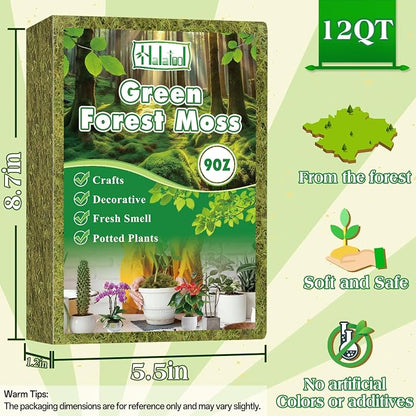 Halatool 9OZ Green Moss for Potted Plants, 12QT Orchid Moss Potting Mix - Image 2