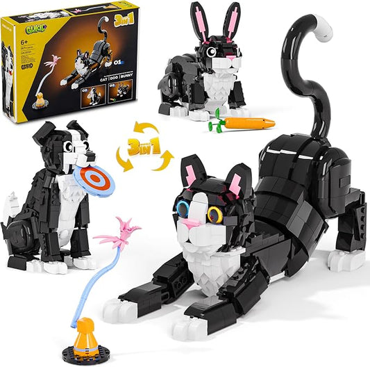 3 in 1 Animal Tuxedo Cat Building Set by Glikid