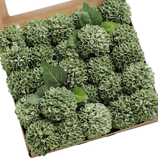 Ling's Moment Elf Green Dahlia Foam Artificial Flowers Real Touch Faux Fake by LingsMoment