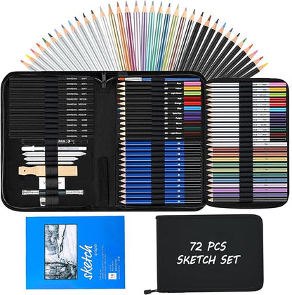 72Pcs Drawing Sketching Kit Set, Pro Art Supplies by Cozii