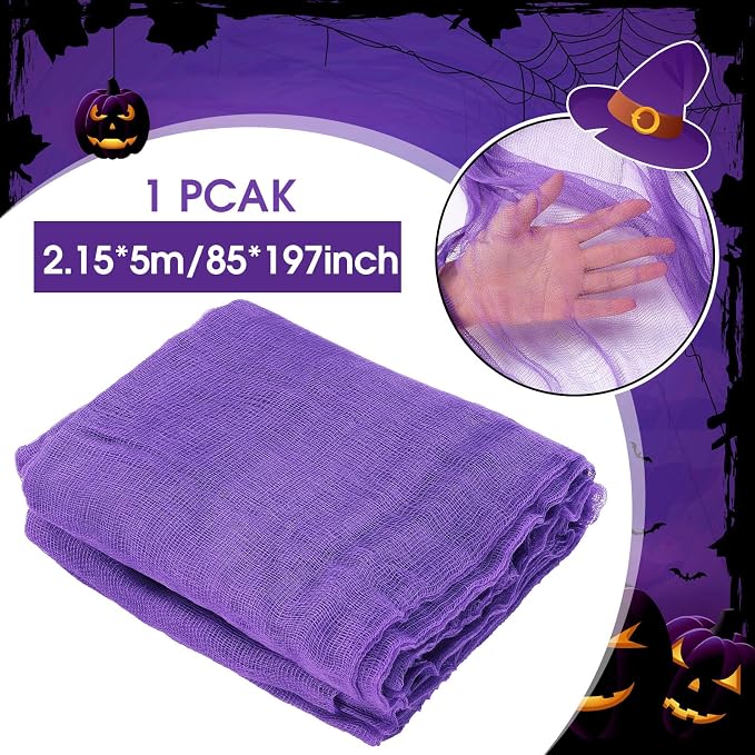 Boao Halloween Cheese cloth 85 x 197 Inch Purple Cheesecloth Roll - Image 2