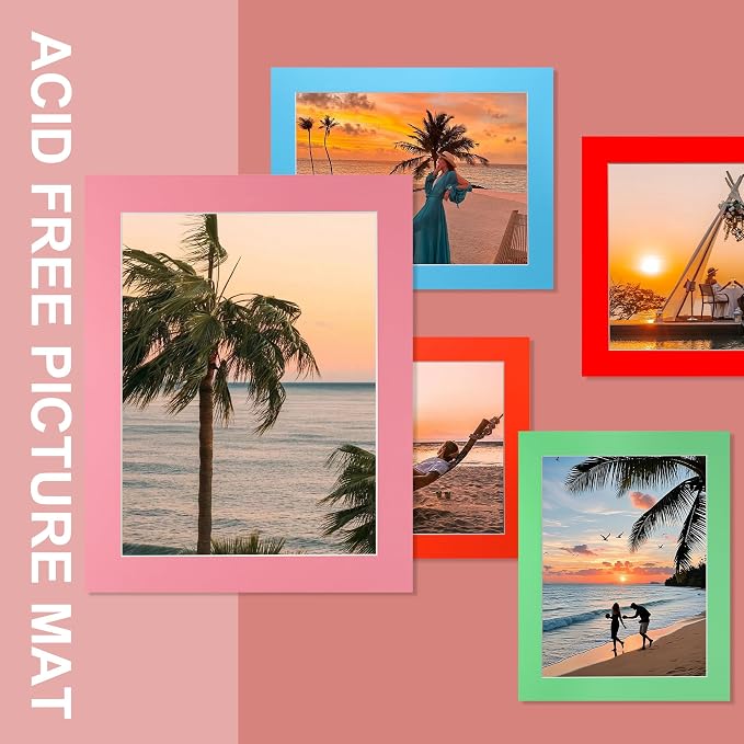 HOTUO 10 Pack Acid Free Colorful Picture Frame Mats, Pre-Cut 11x14 Picture Mats - Image 2