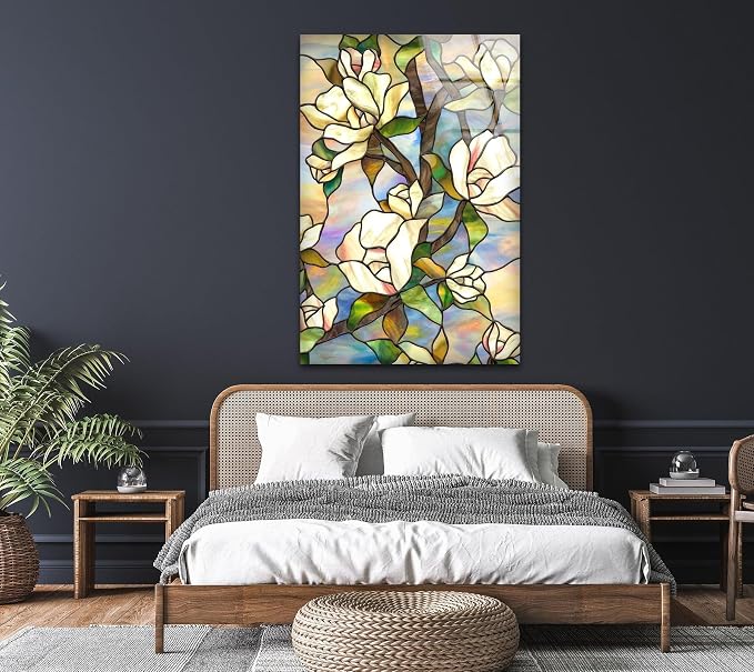 My Photostation.com Round 24'' Stained Magnolia Glass Wall Art Tempered Glass - Image 7