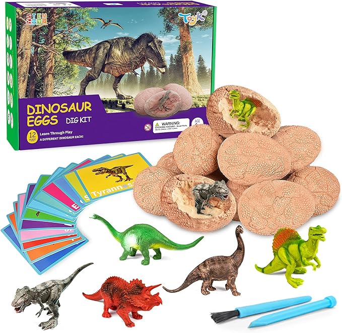 Dig Up Dinosaur Fossil Eggs, Break Open 12 Unique Eggs and Discover 12 Cute by Toyk