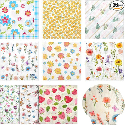Crtiin 36 Pack 9 Styles Decoupage Napkins Assorted Floral Decorative Decoupage by Crtiin