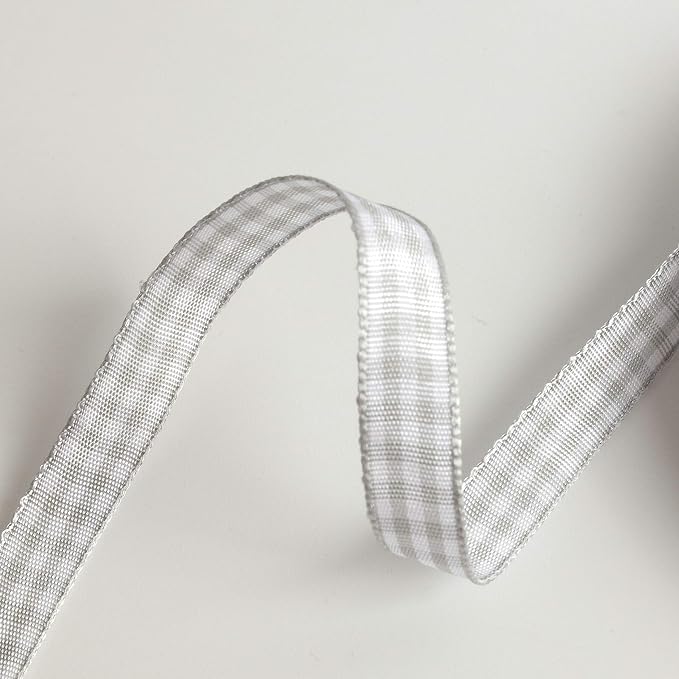Gray Gingham Plaid Checked Ribbon 25 Yards Each Roll 100% Polyester - Image 5