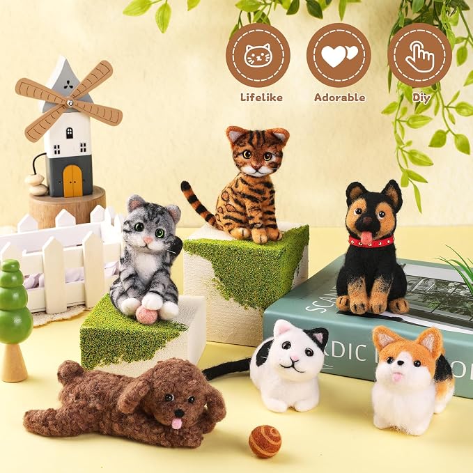 Mayboos 12 Pcs Needle Felting Kit, Animal Needle Felting Beginner Kits Wool - Image 5