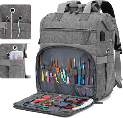 Knitting Bag Backpack Yarn Storage Organizer Travel Bag - Image 3