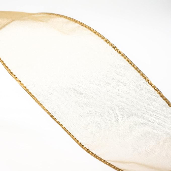 CT CRAFT LLC Sheer Organza Wired Ribbon 2.5" x 50Yards Tan - Image 4