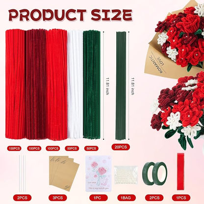 400 Pcs Red Pipe Cleaners for Crafts, 4 Colors Soft Chenille Stems Bulk - Image 6