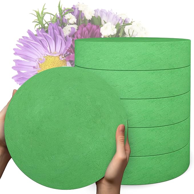 Max Shape 6Pcs Floral Foam Round Blocks, Large Wet and Dry Green Foam by MaxShape