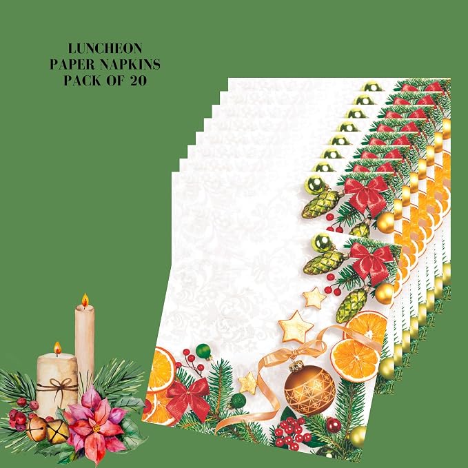 20-ct 13x13 Christmas Paper Decoupage Napkins, 3-Ply Servilletas Tissue Napkin - Image 3