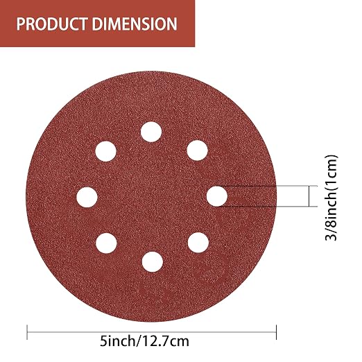 150pcs 100 Grit Sanding Discs, 5-Inch 8-Hole Sandpaper, - Image 6