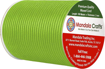 Mandala Crafts 2mm 109 Yards Yellow Green Cotton Waxed Cord - Image 2
