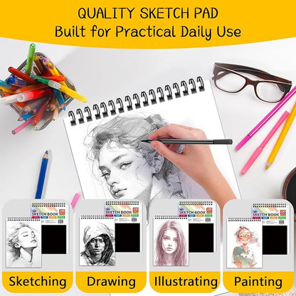 WINNER 9" x 12" Sketch Book 4 Pack, 400 Sheets Spiral Bound Art Sketchbook - Image 4