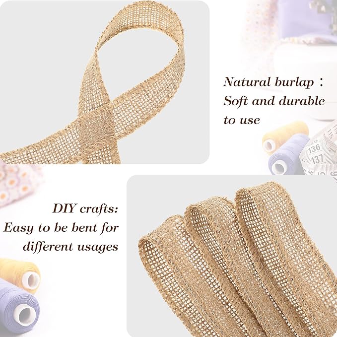 Chuangdi 20 Yard 6 Inches Burlap Ribbon Wide Jute Ribbon Natural Burlap Fabric - Image 3