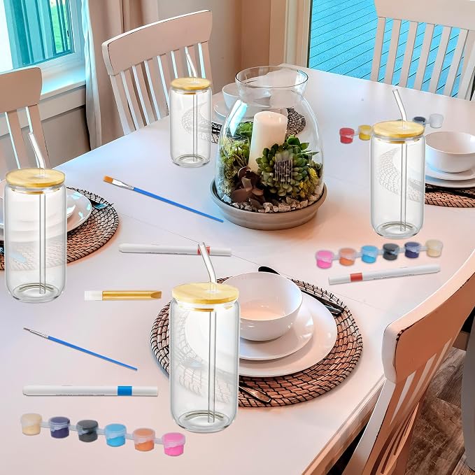 WJXCYGG 6 Sets Paint Your Own Wine Glass Paint Set 6 Wine Glass 2 Glass Paint - Image 6