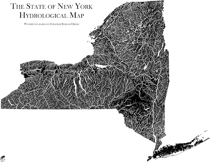 Muir Way Hydrological River Map of New York by MuirWay