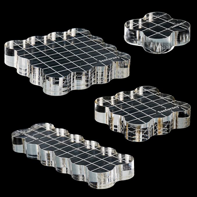 Sanfurney 4 Pieces Acrylic Stamp Blocks Set, 15mm Thick by SANFURNEY