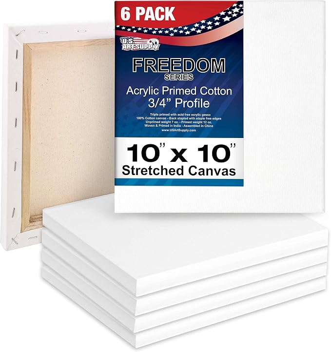 U.S. Art Supply 10 x 10 inch Stretched Canvas by USArtSupply