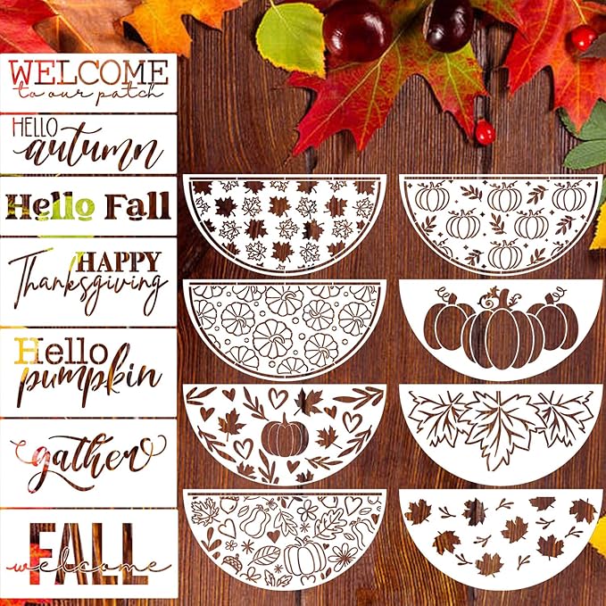 Fall Stencils for Painting on Wood 12” Autumn Stencils Hello Pumpkin Stencil by zosylley