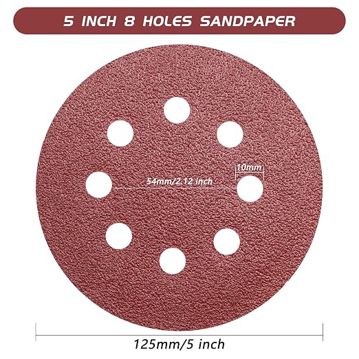 110pcs 5 Inch Sanding Disc, ZEHIQ 8 Hole Hook and Loop Sandpaper Assortment 40 - Image 2
