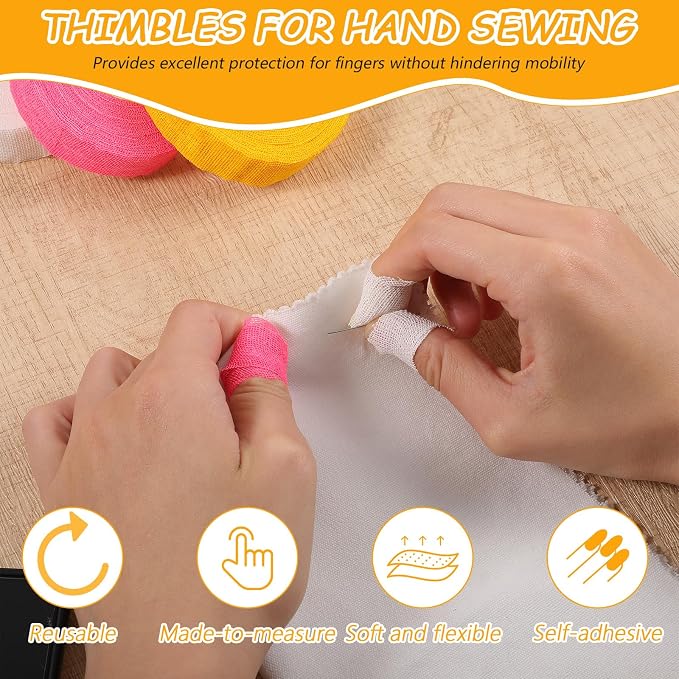 Bewudy 3 Rolls Thimble Tape for Hand Sewing, Sewing Thimble Finger Protector - Image 6