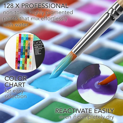 CHROMATEK Watercolor Paint Set – 128 Vibrant Colors - Image 4