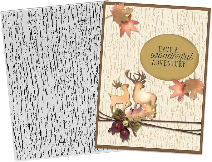 3D Textured Embossing Folders for Card Making, Wooden Lace Plastic Embossing by Estivaux