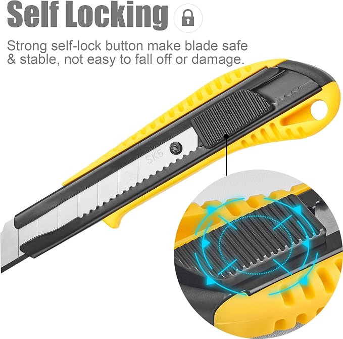 DOWELL Box Cutter Utility Knife Retractable Snap Off Blades Hobby Knife 3 Pack - Image 2