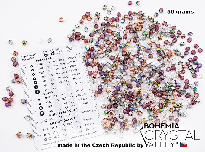 1.8 oz Mix of Faceted Fire Polished Pressed Czech Glass Beads, Sparkling Shiny - Image 2