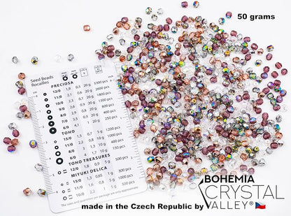 1.8 oz Mix of Faceted Fire Polished Pressed Czech Glass Beads, Sparkling Shiny - Image 2