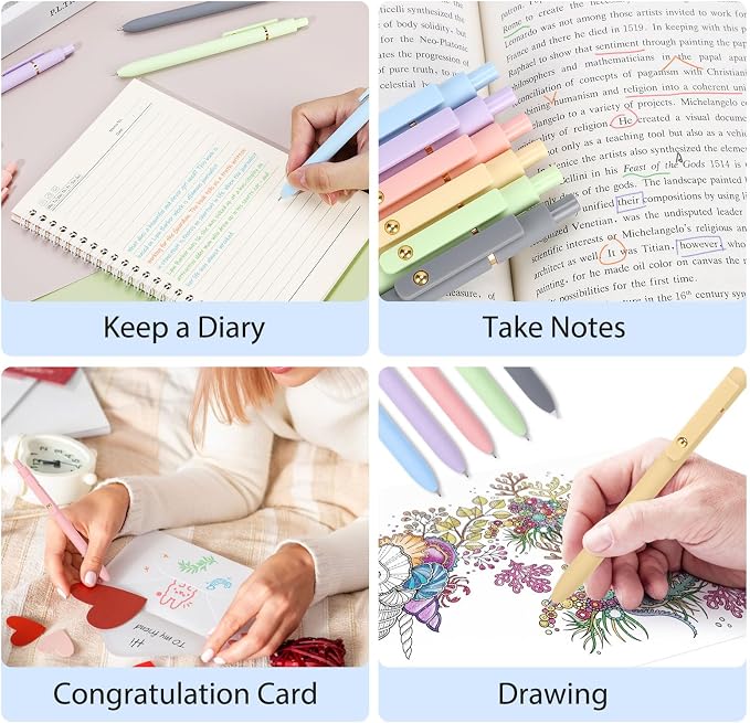 FIOVER Colored Pens, 12 Pack Colorful Gel Pens, Quick-Dry 0.7mm Medium Point - Image 7