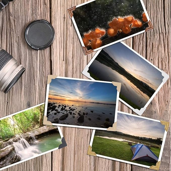 DERAYEE 12 Sheets Photo Corner Stickers, 6 Colors Self Adhesive Photo Mounting - Image 6