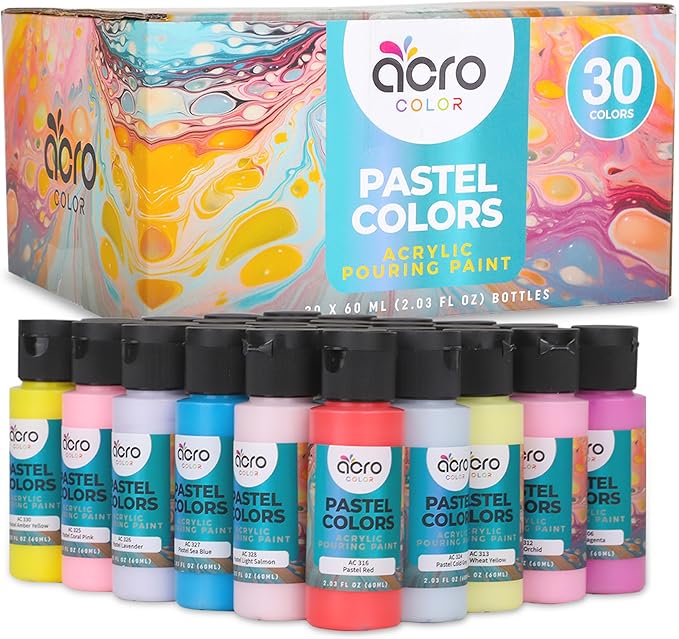 Acrylic Pouring Paint Set | 30 Vibrant Colors Including An Array Of Metallic by AcroColor