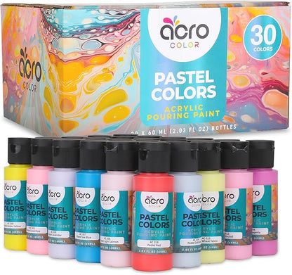 Acrylic Pouring Paint Set | 30 Vibrant Colors Including An Array Of Metallic by AcroColor