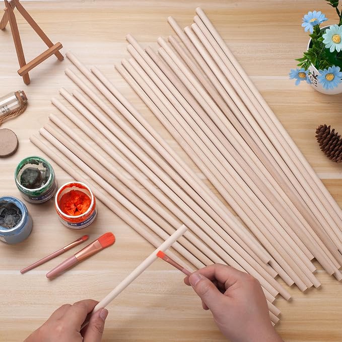 Wood Dowels Wooden Dowel Rods for Crafts, Unfinished Hardwood Sticks for Arts - Image 3