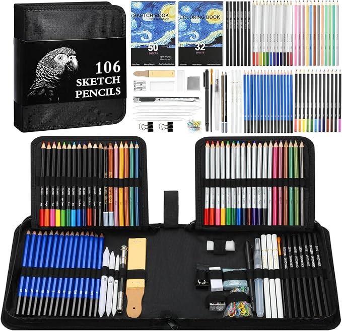 Cool Bank 106 Pack Art Supplies Sketching Kit by COOLBANK