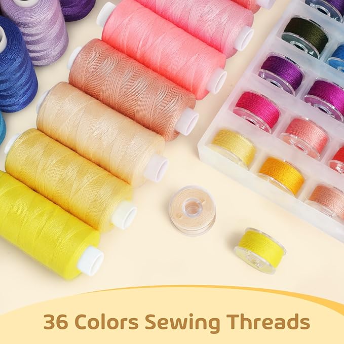 Coquimbo 72pcs Sewing Thread Set: 36 Colors Prewound Bobbins, 400 Yards - Image 2