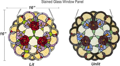 PA0001 Rose Flowers Stained Glass Window Panel W 16" x H 16" Window Suncatcher - Image 5