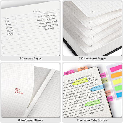 5 Pack Graph Paper Notebook, 312 Numbered Pages Graph Notebook Bulk, 100gsm No - Image 3