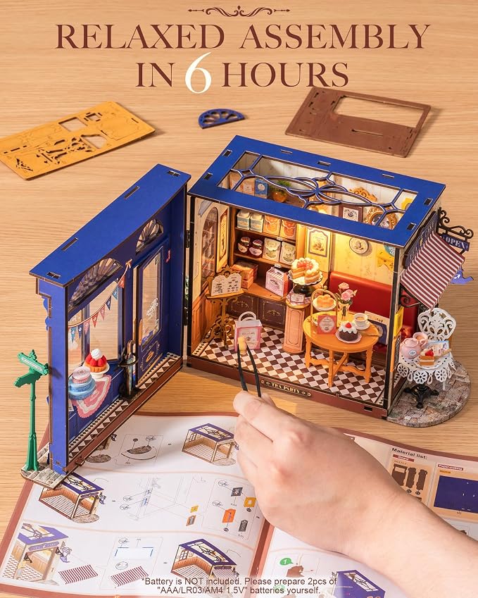 Rolife DIY Miniature House Kit Leisure Tea Time, 3D Book Nook Openable - Image 8