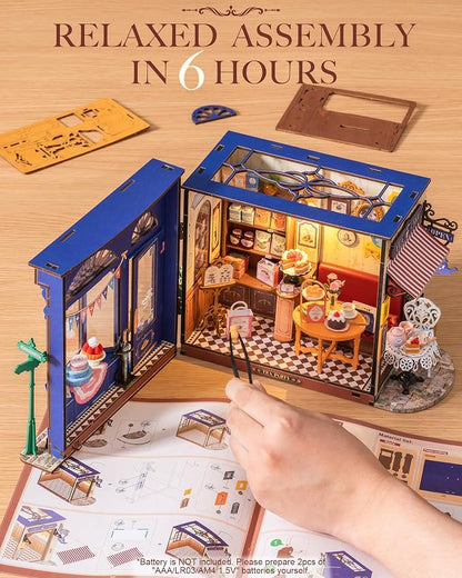 Rolife DIY Miniature House Kit Leisure Tea Time, 3D Book Nook Openable - Image 8