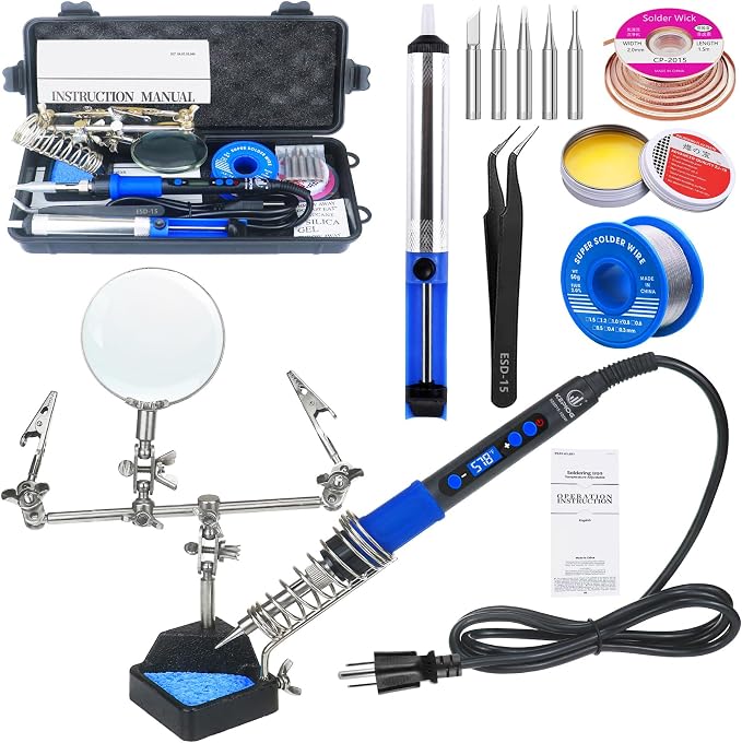 Soldering Iron Kit, 100W High-Power LCD Digital Soldering Iron, Circuit Board by Kepiog